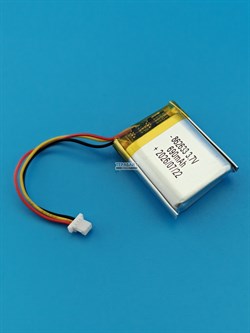Аккумулятор универсальный литий полимерный li-pol 3.7v вольт 3pin 3 провода с платой + разъем (фишка) коннектор 690mAh 862633 размеры батареи 8.6x26x33 - фото 209449