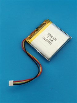 Аккумулятор универсальный литий полимерный li-pol 3.7v вольт 3pin 3 провода с платой + разъем (фишка) коннектор 1100mAh 723938 размеры батареи 7.2x39x38 - фото 209475