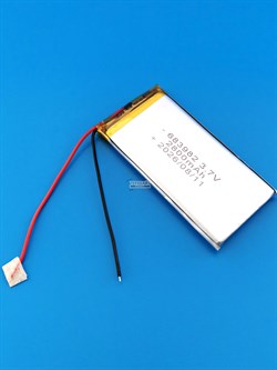 Аккумулятор универсальный литий полимерный li-pol 3.7v вольт 2pin 2 провода с платой 2800mAh 683982 размеры батареи 6.8x39x82 - фото 209558