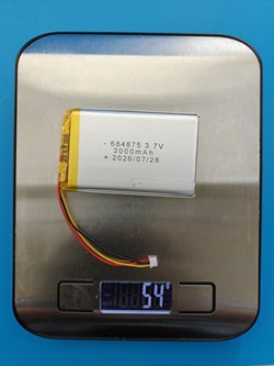 Аккумулятор универсальный литий полимерный li-pol 3.7v вольт 3pin 3 провода с платой + разъем (фишка) коннектор 3000mAh 684875 размеры батареи 6.8x48x75 - фото 209582