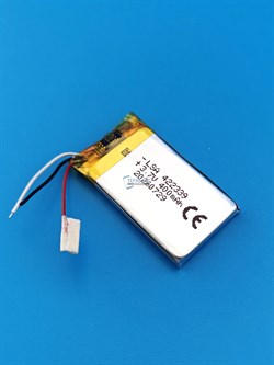 Аккумулятор универсальный литий полимерный li-pol 3.7v вольт 3pin 3 провода с платой 400mAh 422339 размеры батареи 4.2x23x39 - фото 209662
