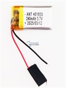 Аккумулятор 3.7v 240mAh 2 pin 2 провода 401830 Li-Pol универсальная аккумуляторная батарея 4x18x30