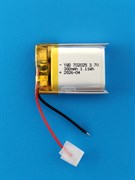 Аккумулятор универсальный литий полимерный li-pol 3.7v вольт 2pin 2 провода с платой 300mAh 702025 размеры батареи 7x20x25