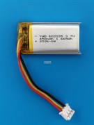 Аккумулятор универсальный литий полимерный li-pol 3.7v вольт 3pin 3 провода с платой + коннектор (разъем фишка) 450mAh 602035 размеры батареи 6х20х35