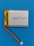 Аккумулятор универсальный литий полимерный li-pol 3.7v вольт 3pin 3 провода с платой + коннектор (разъем фишка) 680mAh 603040 размеры батареи 6х30х40