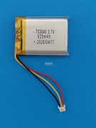 Аккумулятор универсальный литий полимерный li-pol 3.7v вольт 3pin 3 провода с платой + коннектор (разъем фишка) 925mAh 703040 размеры батареи 7х30х40