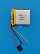 Аккумулятор универсальный литий полимерный li-pol 3.7v вольт 3pin 3 провода с платой 380mAh 602730 размеры батареи 6x27x30