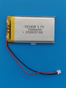 Аккумулятор универсальный литий полимерный li-pol 3.7v вольт 2pin 2 провода с платой + коннектор (разъем фишка) 1000mAh 503456 размеры батареи 5х34х56